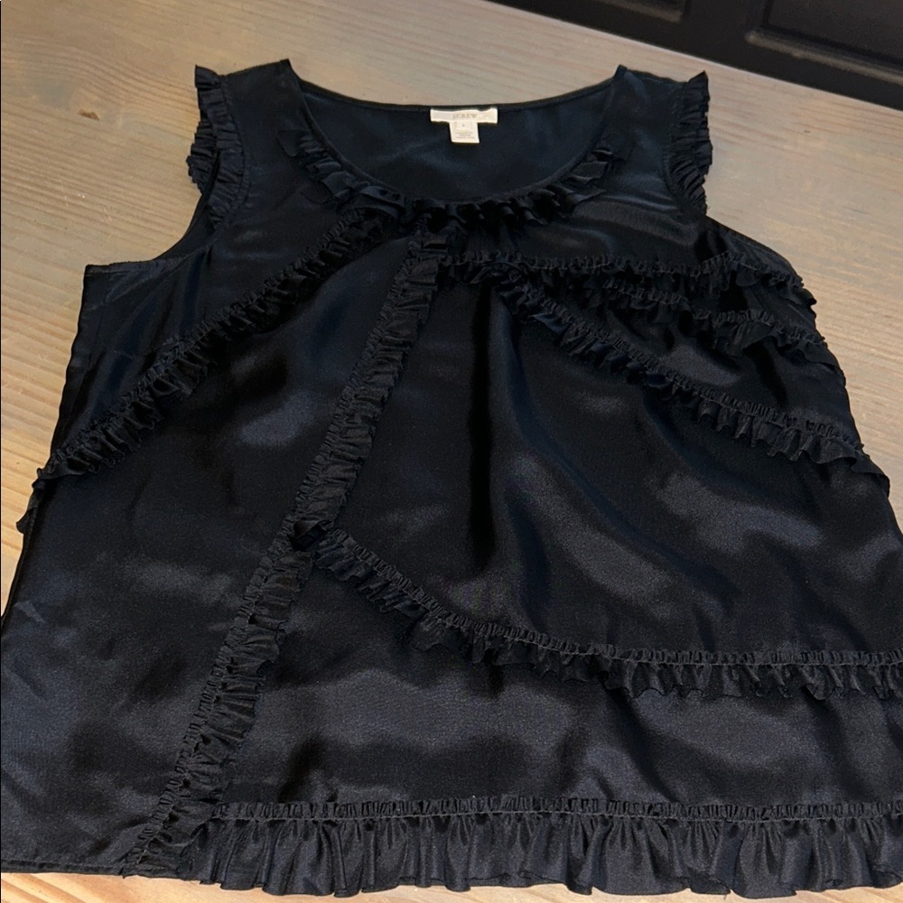 J. Crew 100% Silk Black Ruffle Blouse 🖤